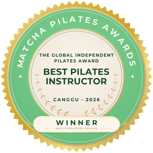 Best Pilates Instructor award seal, Canggu 2026